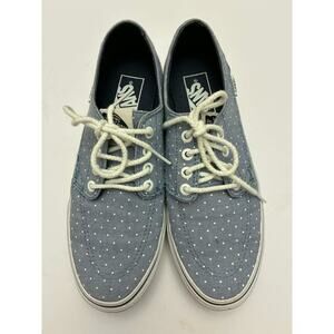 Vans Authentic Blue Polka Dot Canvas Skate Shoes Women 8 Men 6.5